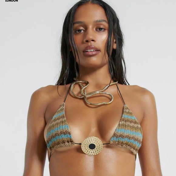 Jaded London Other - ALLURE STRIPED KNIT MICRO TRIANGLE BIKINI TOP